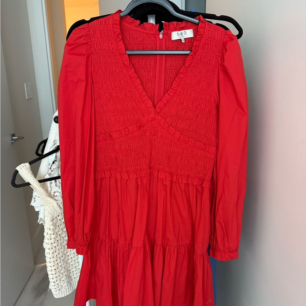 Sea New York Scarlet Smocked Dress